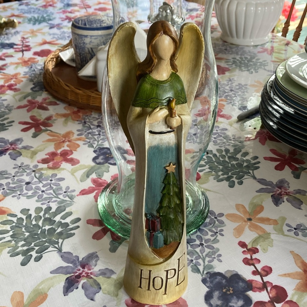 Angel Figurine with Candle and Tree